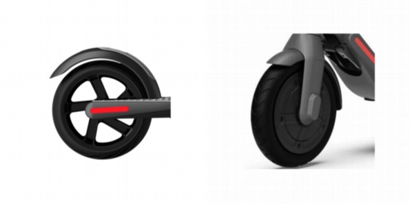 Side by side comparison of tires of the Ninebot ES2 and the Ninebot E22