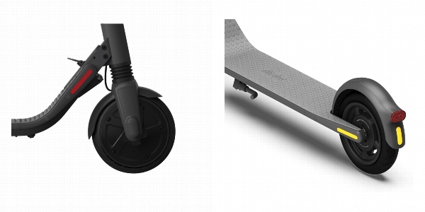 Side by side comparison of tires of the Ninebot ES4 and the Ninebot E45