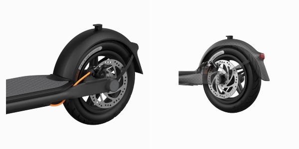 Side by side comparison of tires of the Ninebot F30 and the Ninebot F40